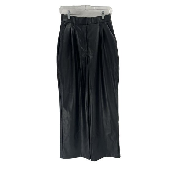 Abercrombie Fitch Curve Love Vegan High Rise Leather Pants Pleated Wide Leg Sz S - Picture 1 of 7